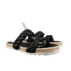 Marc Fisher Shoes Womens 9 Sandals Slides Woven Strap Espadrille Jaimee Casual